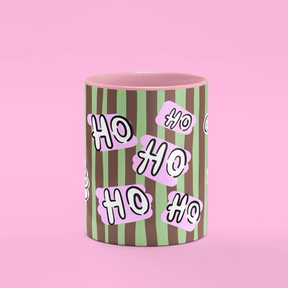 Ho Ho Ho Mug – front view of smiling retro Santa with Ho Ho Ho