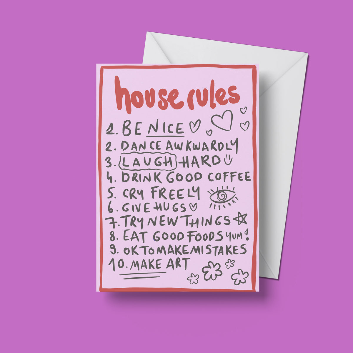 House Rules Print – upright front view of the illustrated design