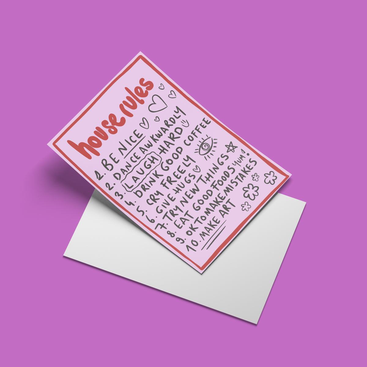 House Rules Print – angled standing view of the illustrated design
