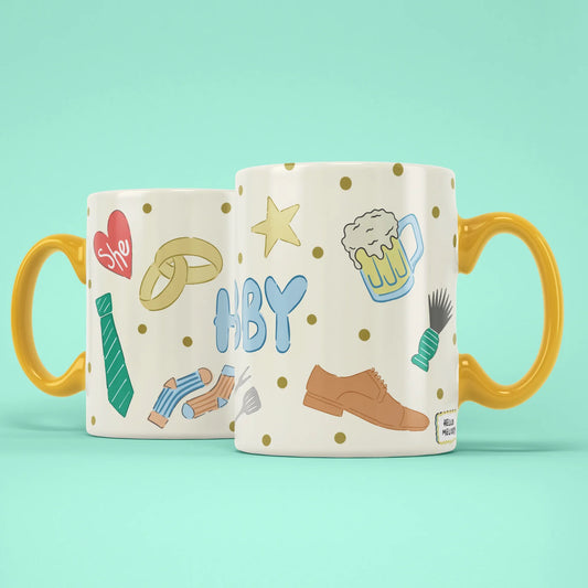 Hubby Mug – two mugs showing front and back of the husband design