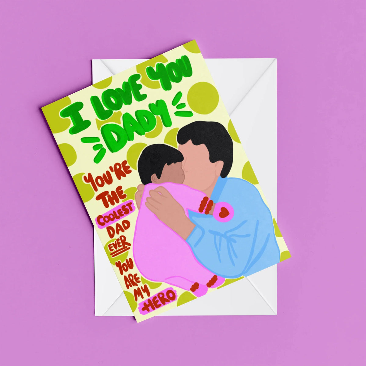 I Love You Daddy Card – card resting on its envelope