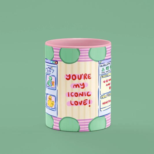 Iconic Love Mug – front view of the you're my iconic love message