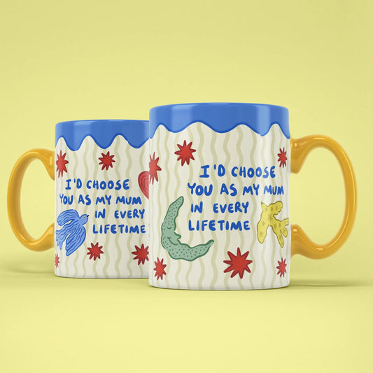 I'd Choose You As My Mum Mug – two mugs showing the front and back of the design
