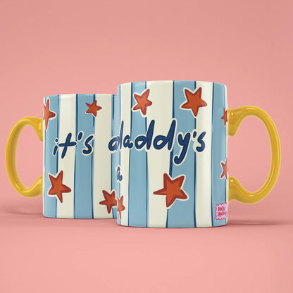 Daddy's Tea Mug shown from both sides with starry stripes