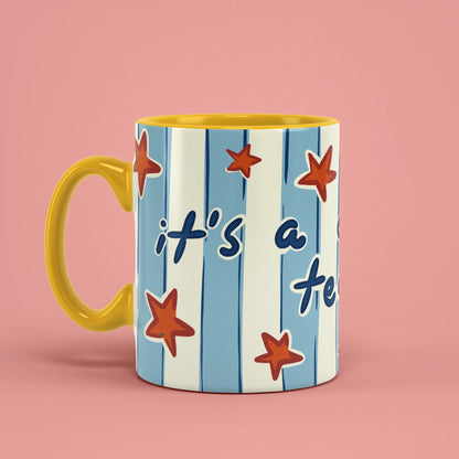 Left view of Daddy's Tea Mug with yellow handle