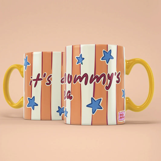 Mummy's Tea Mug shown from both sides with starry stripes