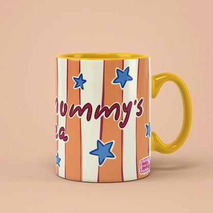 Mummy's Tea Mug with orange stripes and blue stars, gift for mums