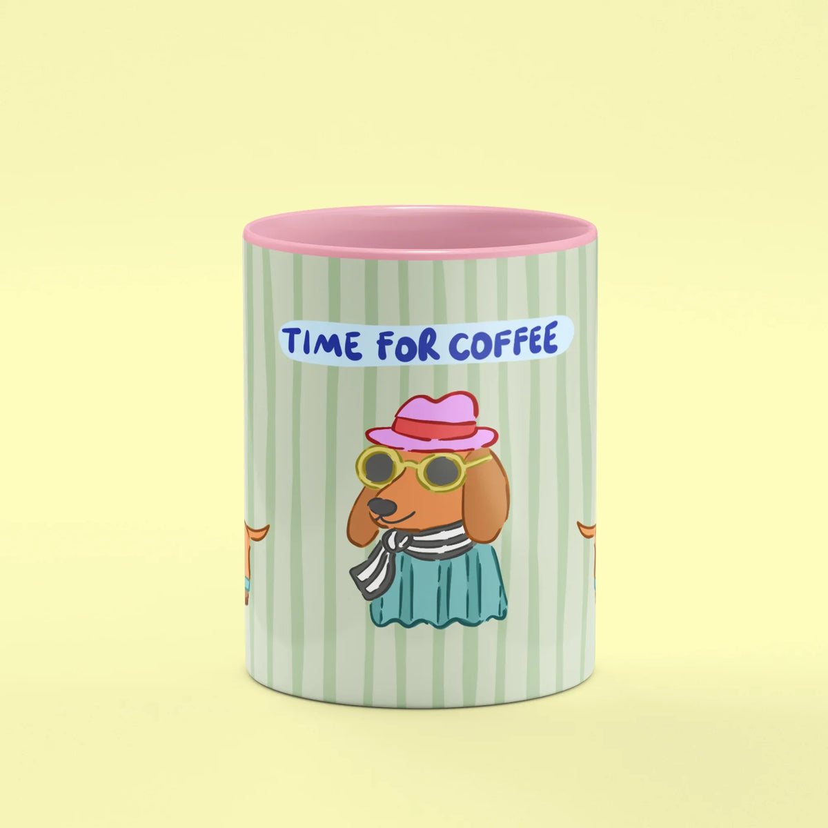 Long Day Mug – front view of dogs with time for coffee quote