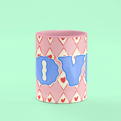 Love Mug – front view of Love lettering with hearts