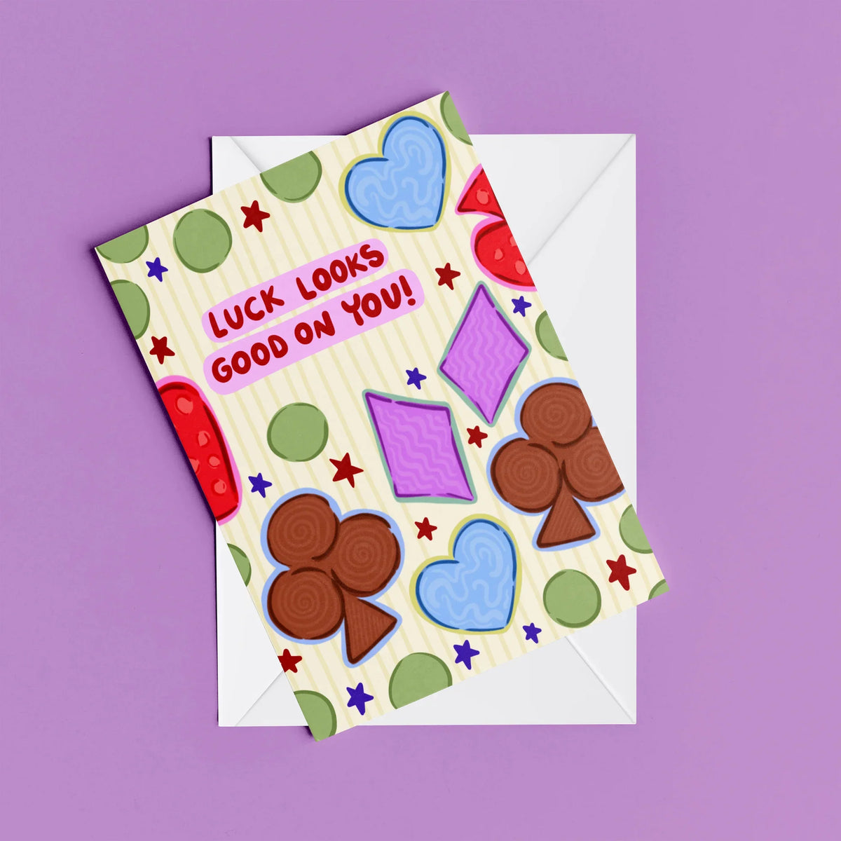 Luck Looks Good On You Card – card resting on its envelope