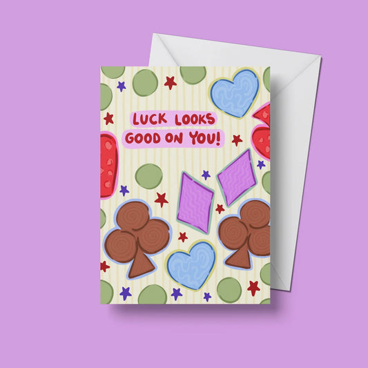 Luck Looks Good On You Card – front view with envelope