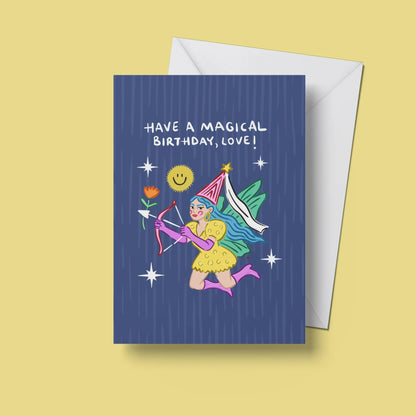Magical Birthday Card – front view with envelope