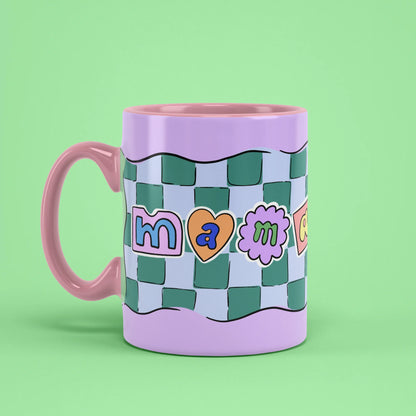 Left view of Mamacita Mug with pink handle