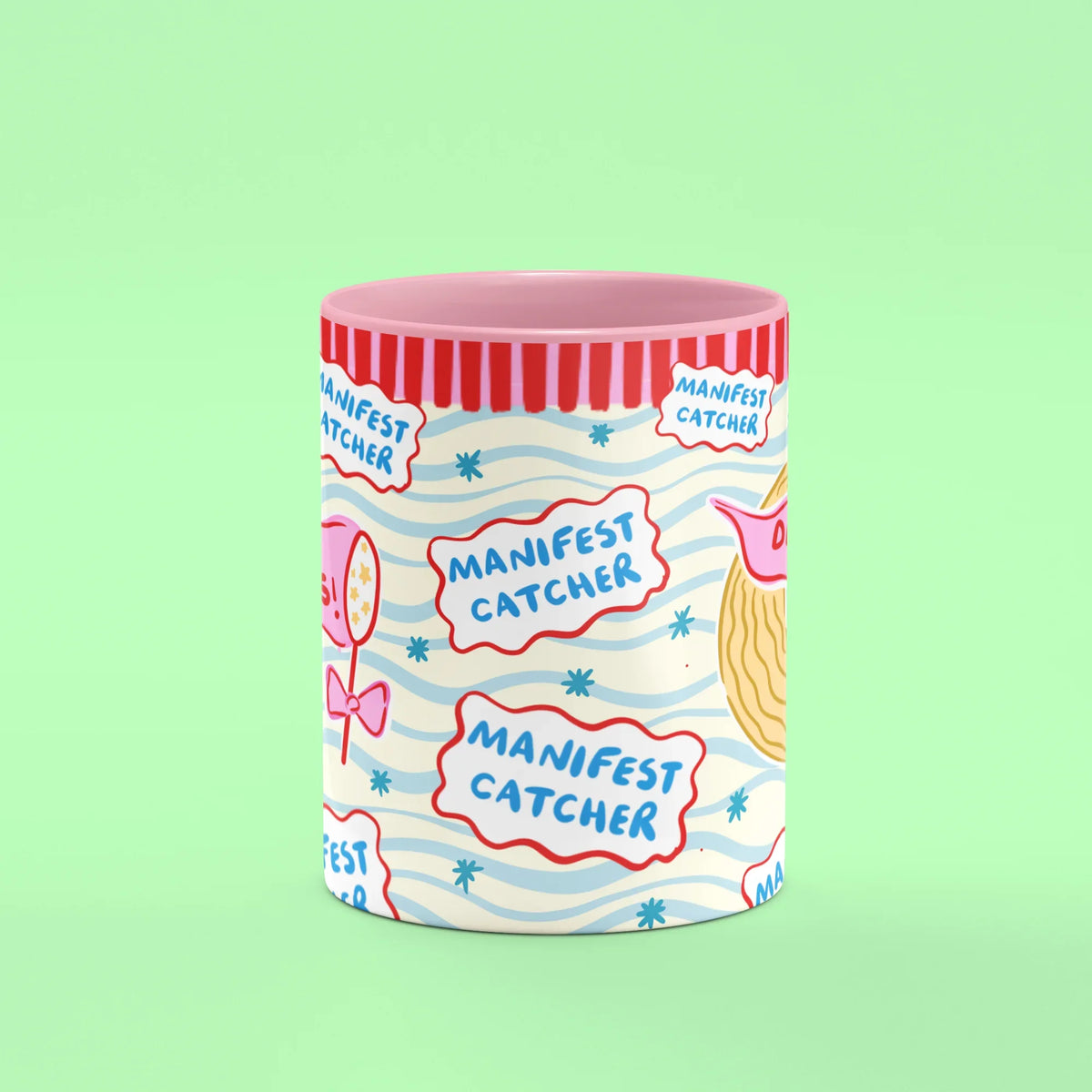 Manifest Catcher Mug – front view of dream it do it banner and moon