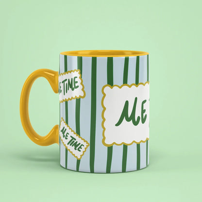 Me Time Mug – self-care cup with yellow handle on left