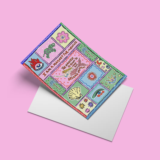 Mermaid Manifest Print – angled standing view of the illustrated design