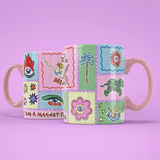 Mermaid Mug – two mugs showing front and back of the manifestation design