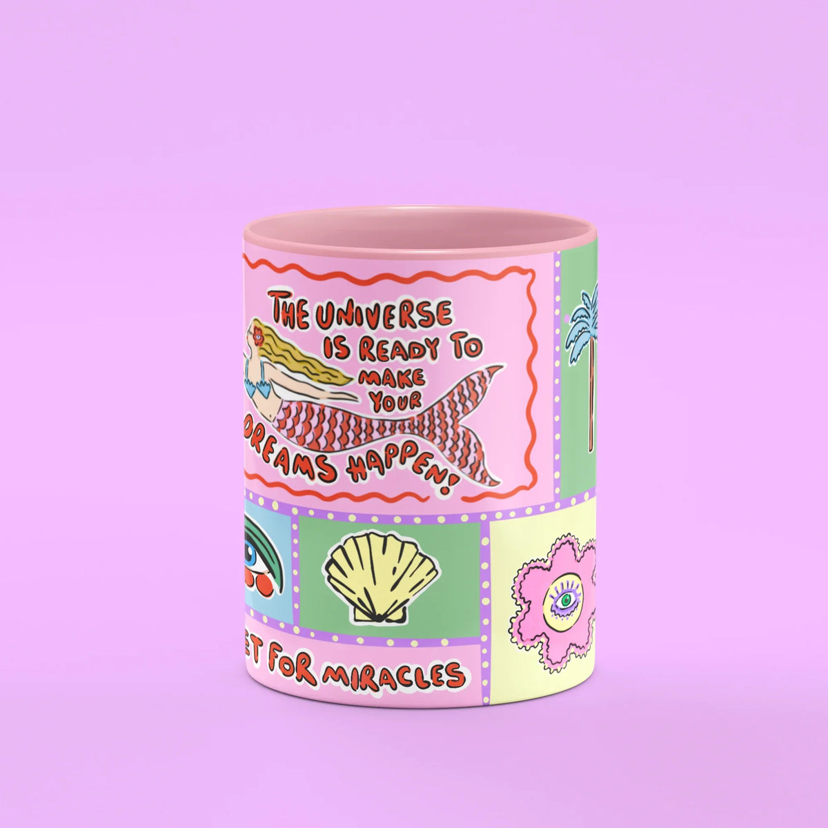 Mermaid Mug – front view of mermaid and affirmation panels