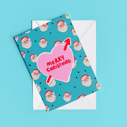 Merry Christmas Santa Card – flat lay mock-up with envelope