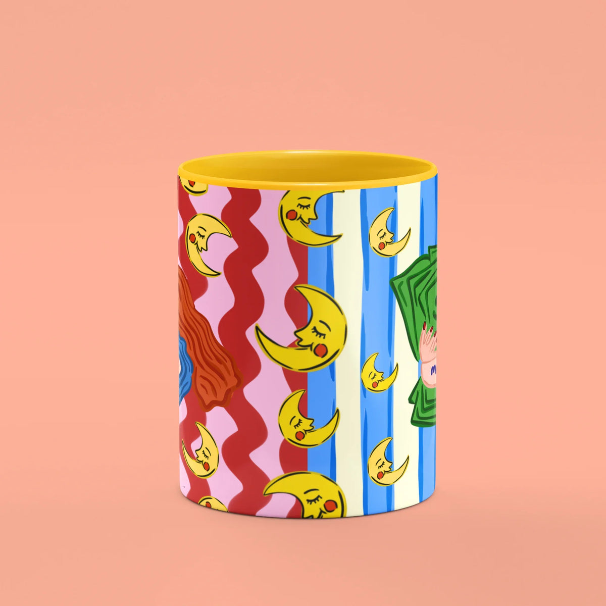 Money Manifestation Mug – front view of money affirmation illustration