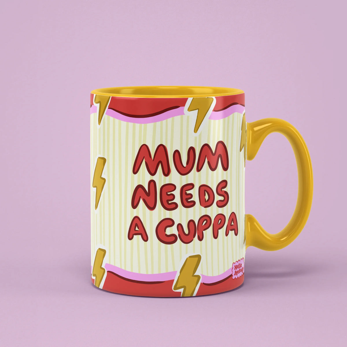 Mum Needs a Cuppa Mug with lightning bolts, funny tea gift for mums