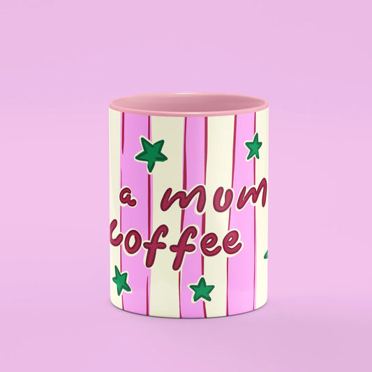 Front view of the Mum’s Coffee Mug showing the Mummy’s Coffee lettering