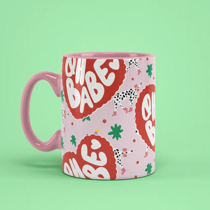 Oh Babe Mug – flirty cup with pink handle on left