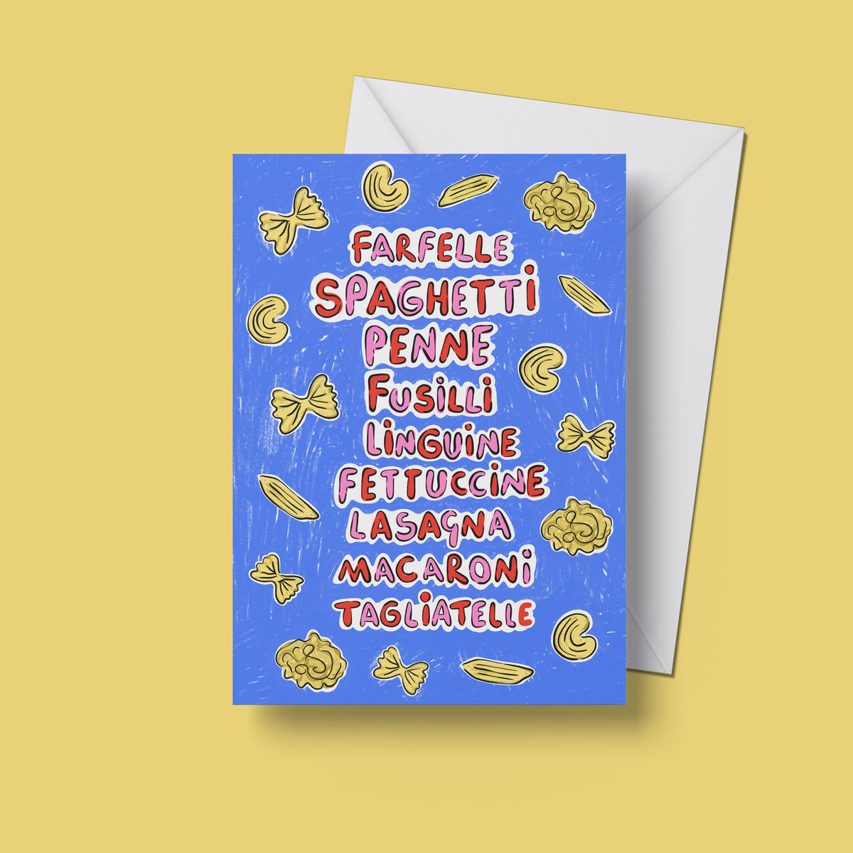 Pasta Print – upright front view of the illustrated design