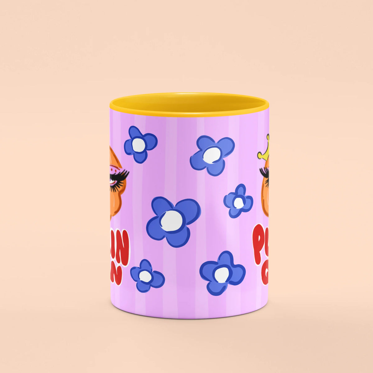 Front view of Pumpkin Queen Mug, an autumn queen gift