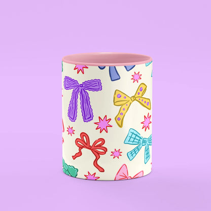 Front view of Ribbons Mug, a coquette-style gift