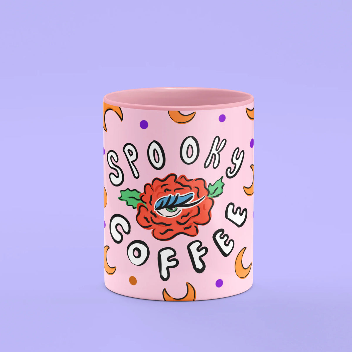 Front view of Spooky Coffee Mug, a quirky Halloween cup