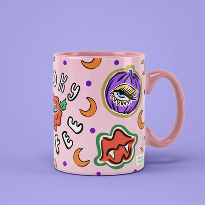 Spooky Coffee Mug with black cats and moons, fun Halloween gift