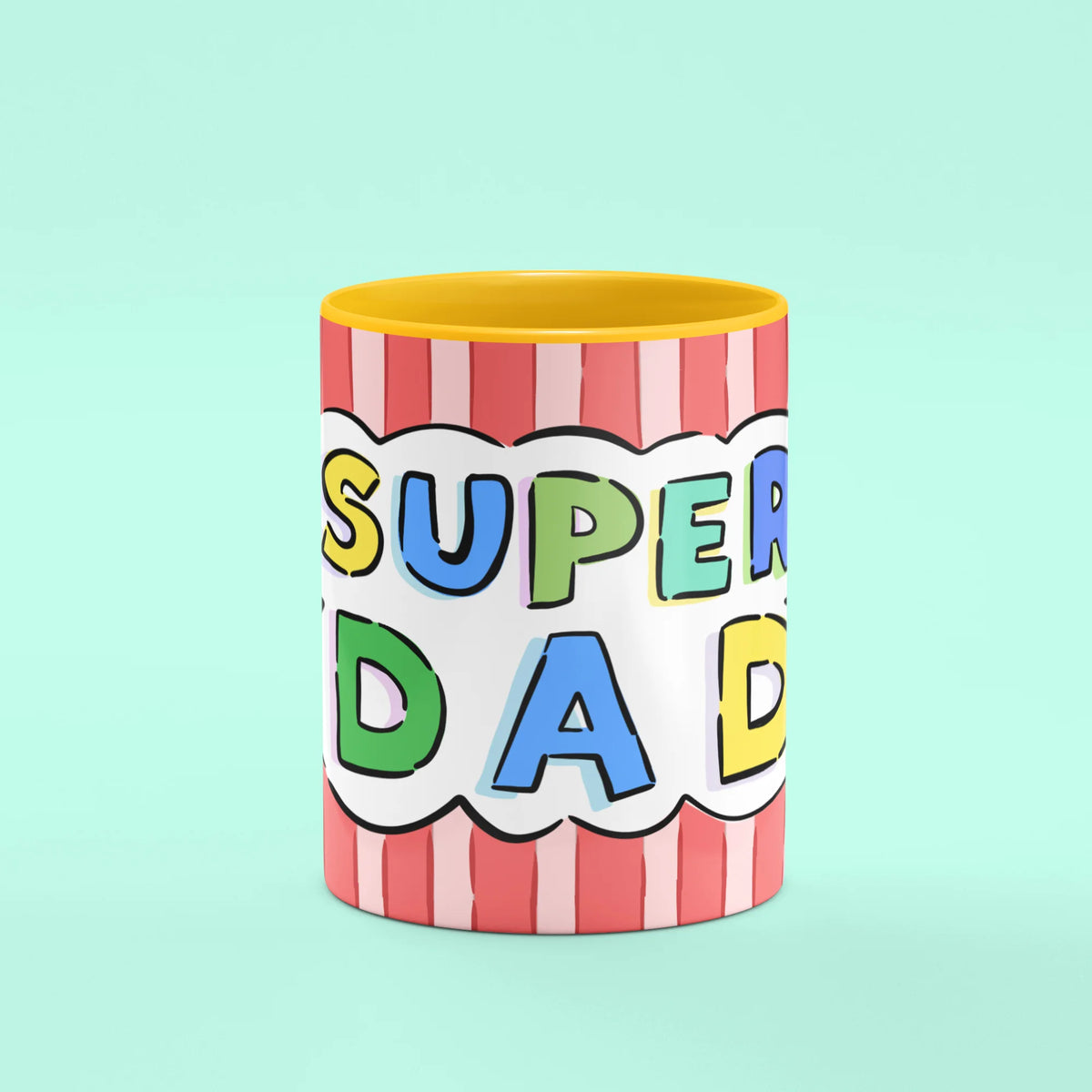 Front view of Super Dad Mug, a heroic gift for dads