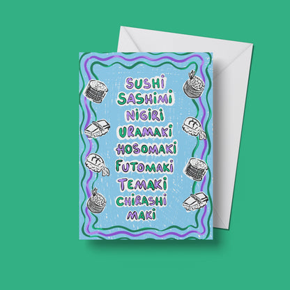 Sushi Print – upright front view of the illustrated design