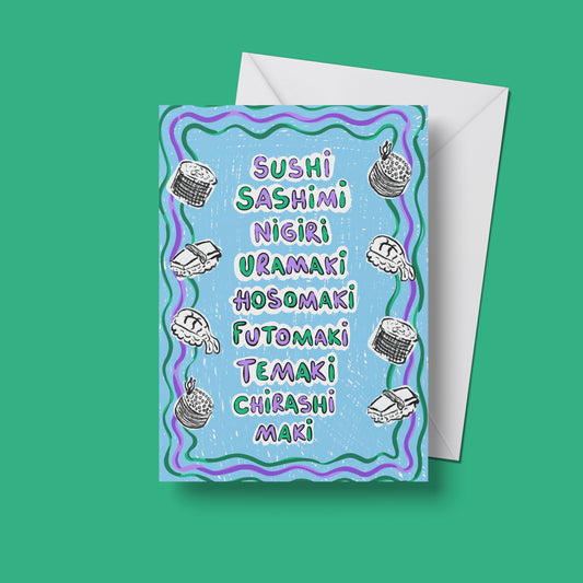 Sushi Print – upright front view of the illustrated design