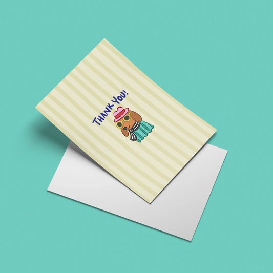 Thank You Dog Card – angled view with envelope