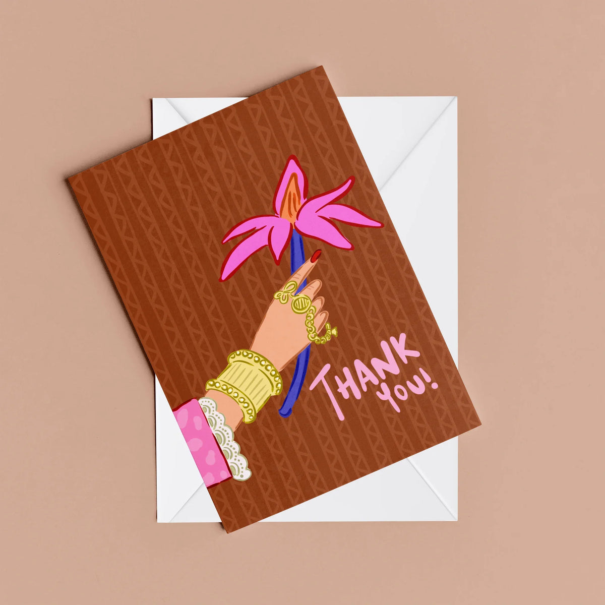 Thank You Flower Card – card resting on its envelope