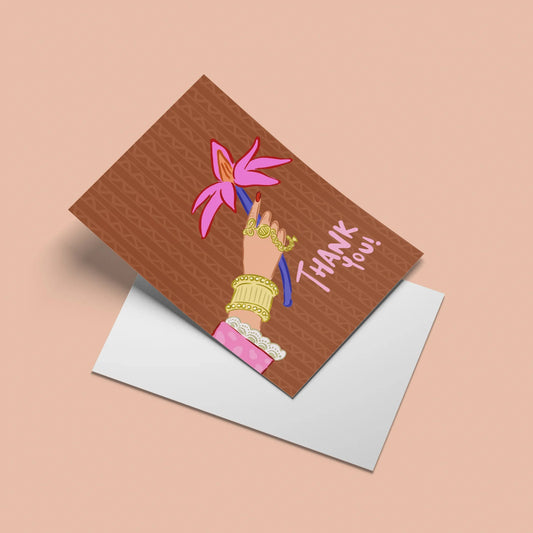 Thank You Flower Card – angled view with envelope
