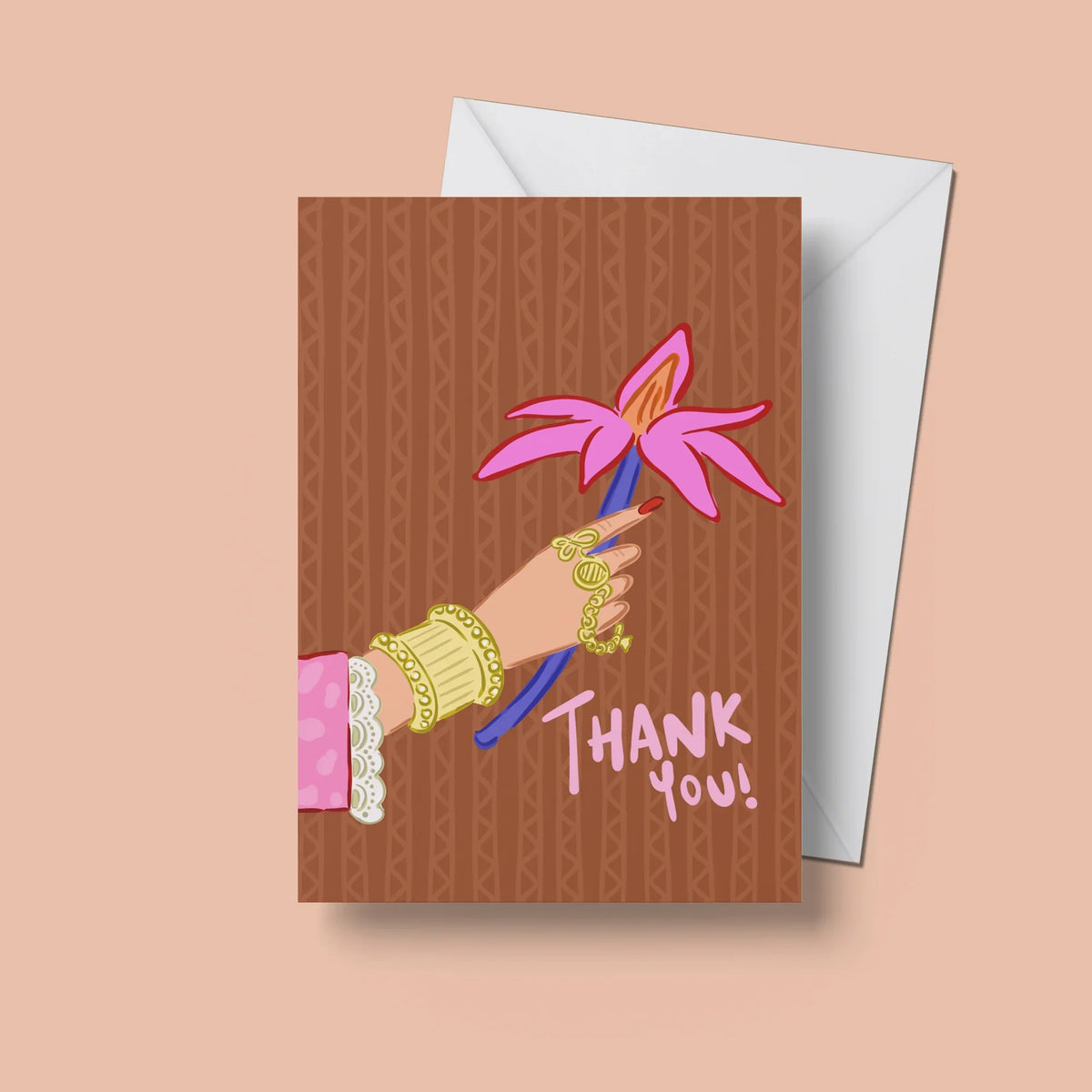 Thank You Flower Card – front view with envelope
