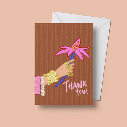 Thank You Flower Card – front view with envelope