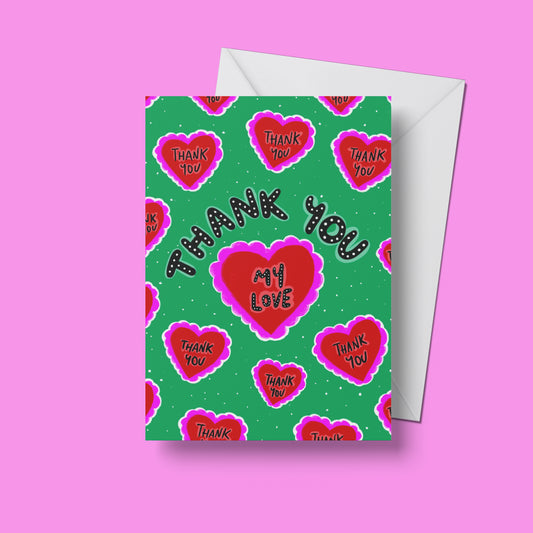 Thank You My Love greeting card – front view of the colourful illustrated design