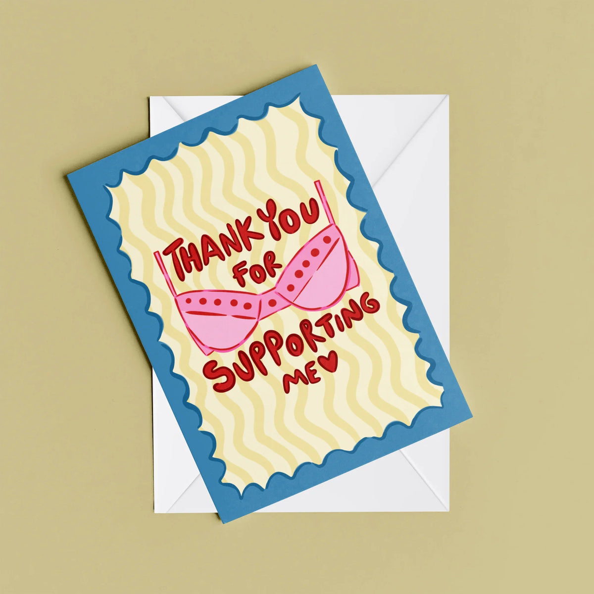 Thanks for Supporting Me Card – card resting on its envelope