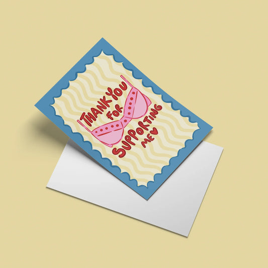 Thanks for Supporting Me Card – angled view with envelope