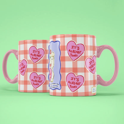 The Universe Mug – two mugs showing front and back with lucky cat panel