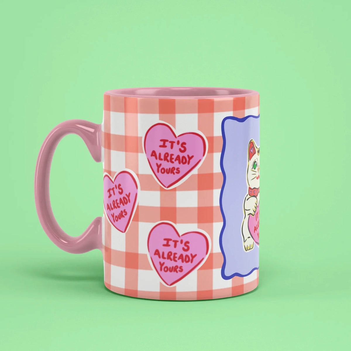 The Universe Mug – manifestation cup with pink handle on left