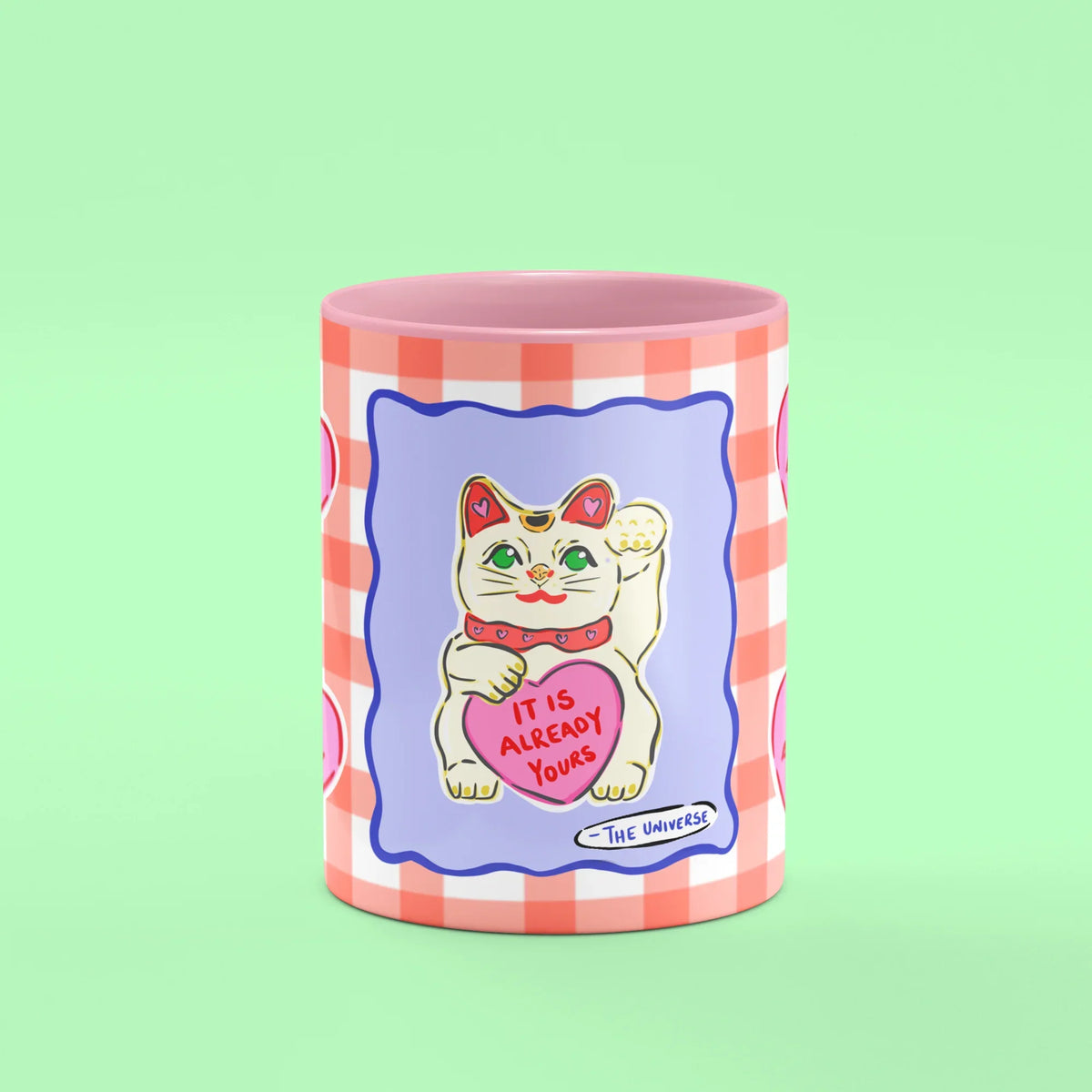 The Universe Mug – front view of It's Already Yours hearts