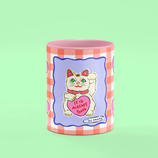 The Universe Mug – front view of It's Already Yours hearts