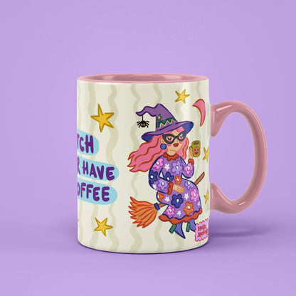 Witch Better Have My Coffee Mug with witch on broomstick, funny Halloween gift