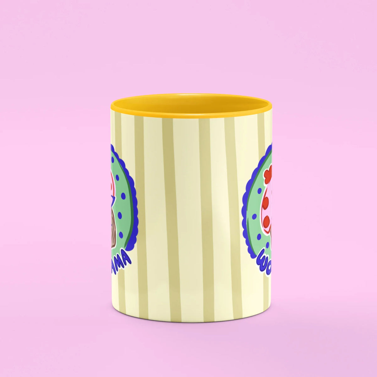 Wouf Mama Mug – front view of stylish pup with Wouf Mama lettering