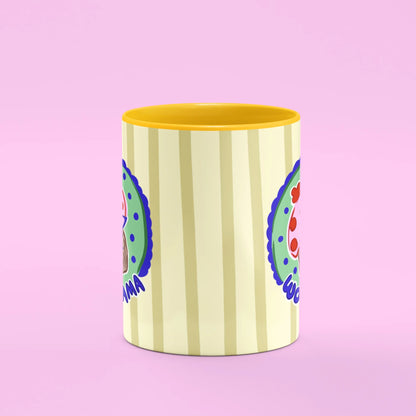 Wouf Mama Mug – front view of stylish pup with Wouf Mama lettering